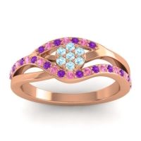 Aquamarine Fashion Ring In 14K Rose Gold With Amethyst And Pink Tourmaline – Zami Simple Ring