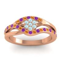 Aquamarine Fashion Ring In 14K Rose Gold With Citrine And Amethyst – Zami Simple Ring