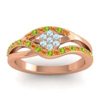 Aquamarine Fashion Ring In 14K Rose Gold With Citrine And Peridot – Zami Simple Ring