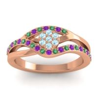 Aquamarine Fashion Ring In 14K Rose Gold With Emerald And Amethyst – Zami Simple Ring