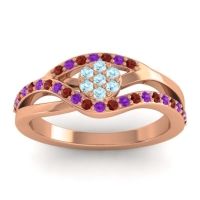 Aquamarine Fashion Ring In 14K Rose Gold With Garnet And Amethyst – Zami Simple Ring