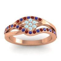 Aquamarine Fashion Ring In 14K Rose Gold With Garnet And Blue Sapphire – Zami Simple Ring