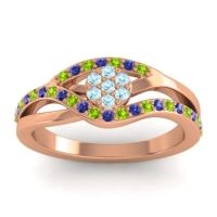 Aquamarine Fashion Ring In 14K Rose Gold With Peridot And Blue Sapphire – Zami Simple Ring