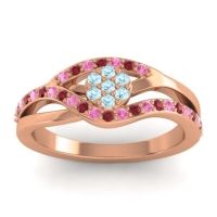 Aquamarine Fashion Ring In 14K Rose Gold With Pink Tourmaline And Ruby – Zami Simple Ring