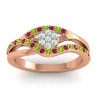 Aquamarine Fashion Ring In 14K Rose Gold With Ruby And Peridot – Zami Simple Ring