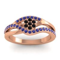 Black Onyx Fashion Ring In 14K Rose Gold With Blue Sapphire – Zami Simple Ring