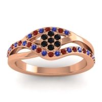 Black Onyx Fashion Ring In 14K Rose Gold With Blue Sapphire And Garnet – Zami Simple Ring