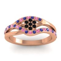 Black Onyx Fashion Ring In 14K Rose Gold With Blue Sapphire And Pink Tourmaline – Zami Simple Ring