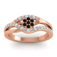 Black Onyx Fashion Ring In 14K Rose Gold With Lab Diamond And Aquamarine – Zami Simple Ring