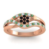Black Onyx Fashion Ring In 14K Rose Gold With Emerald And Aquamarine – Zami Simple Ring