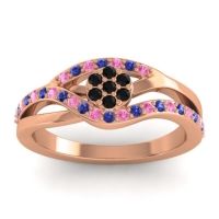 Black Onyx Fashion Ring In 14K Rose Gold With Pink Tourmaline And Blue Sapphire – Zami Simple Ring