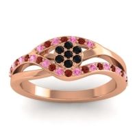 Black Onyx Fashion Ring In 14K Rose Gold With Pink Tourmaline And Garnet – Zami Simple Ring