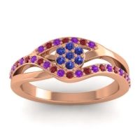 Blue Sapphire Fashion Ring In 14K Rose Gold With Amethyst And Ruby – Zami Simple Ring
