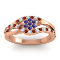 Blue Sapphire Fashion Ring In 14K Rose Gold With Garnet And Aquamarine – Zami Simple Ring
