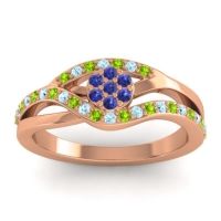 Blue Sapphire Fashion Ring In 14K Rose Gold With Peridot And Aquamarine – Zami Simple Ring