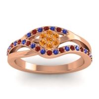 Citrine Fashion Ring In 14K Rose Gold With Blue Sapphire And Garnet – Zami Simple Ring