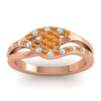 Citrine Fashion Ring In 14K Rose Gold With Aquamarine – Zami Simple Ring