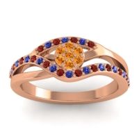 Citrine Fashion Ring In 14K Rose Gold With Garnet And Blue Sapphire – Zami Simple Ring