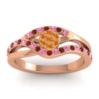 Citrine Fashion Ring In 14K Rose Gold With Pink Tourmaline And Garnet – Zami Simple Ring