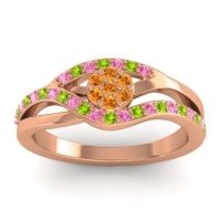 Citrine Fashion Ring In 14K Rose Gold With Pink Tourmaline And Peridot – Zami Simple Ring