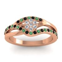 Diamond Fashion Ring In 14K Rose Gold With Black Onyx And Emerald – Zami Simple Ring