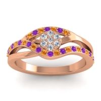 Diamond Fashion Ring In 14K Rose Gold With Citrine And Amethyst – Zami Simple Ring
