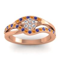 Diamond Fashion Ring In 14K Rose Gold With Citrine And Blue Sapphire – Zami Simple Ring