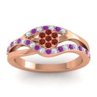 Garnet Fashion Ring In 14K Rose Gold With Aquamarine And Amethyst – Zami Simple Ring