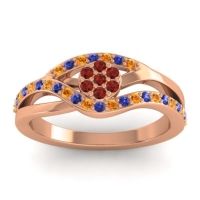 Garnet Fashion Ring In 14K Rose Gold With Citrine And Blue Sapphire – Zami Simple Ring