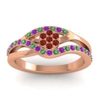 Garnet Fashion Ring In 14K Rose Gold With Emerald And Amethyst – Zami Simple Ring