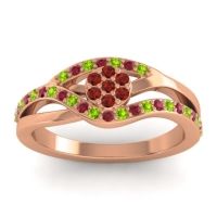 Garnet Fashion Ring In 14K Rose Gold With Peridot And Ruby – Zami Simple Ring