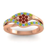 Garnet Fashion Ring In 14K Rose Gold With Peridot And Swiss Blue Topaz – Zami Simple Ring