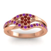 Garnet Fashion Ring In 14K Rose Gold With Ruby And Amethyst – Zami Simple Ring