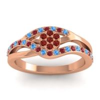 Garnet Fashion Ring In 14K Rose Gold With Swiss Blue Topaz And Ruby – Zami Simple Ring