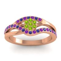 Peridot Fashion Ring In 14K Rose Gold With Amethyst And Blue Sapphire – Zami Simple Ring