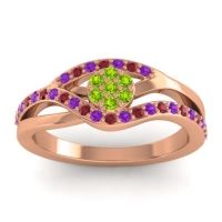 Peridot Fashion Ring In 14K Rose Gold With Amethyst And Ruby – Zami Simple Ring