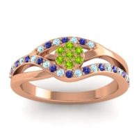 Peridot Fashion Ring In 14K Rose Gold With Aquamarine And Blue Sapphire – Zami Simple Ring