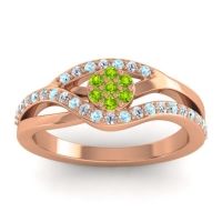 Peridot Fashion Ring In 14K Rose Gold With Aquamarine And Lab Diamond – Zami Simple Ring