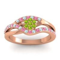 Peridot Fashion Ring In 14K Rose Gold With Aquamarine And Pink Tourmaline – Zami Simple Ring