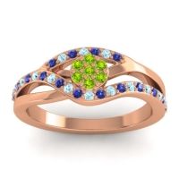 Peridot Fashion Ring In 14K Rose Gold With Blue Sapphire And Aquamarine – Zami Simple Ring