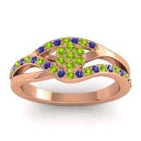 Peridot Fashion Ring In 14K Rose Gold With Blue Sapphire – Zami Simple Ring