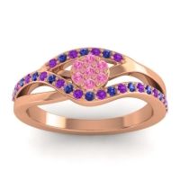 Pink Tourmaline Fashion Ring In 14K Rose Gold With Amethyst And Blue Sapphire – Zami Simple Ring