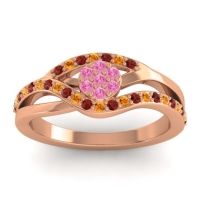 Pink Tourmaline Fashion Ring In 14K Rose Gold With Garnet And Citrine – Zami Simple Ring