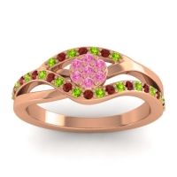 Pink Tourmaline Fashion Ring In 14K Rose Gold With Peridot And Garnet – Zami Simple Ring