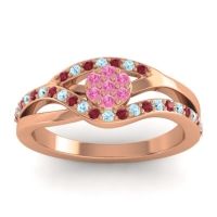 Pink Tourmaline Fashion Ring In 14K Rose Gold With Ruby And Aquamarine – Zami Simple Ring
