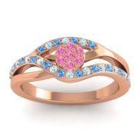 Pink Tourmaline Fashion Ring In 14K Rose Gold With Swiss Blue Topaz And Aquamarine – Zami Simple Ring