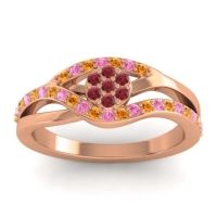 Ruby Fashion Ring In 14K Rose Gold With Citrine And Pink Tourmaline – Zami Simple Ring