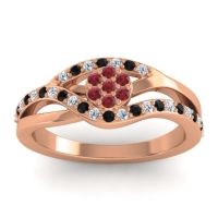 Ruby Fashion Ring In 14K Rose Gold With Lab Diamond And Black Onyx – Zami Simple Ring