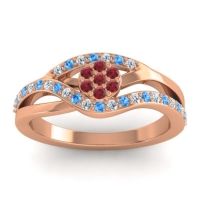Ruby Fashion Ring In 14K Rose Gold With Lab Diamond And Swiss Blue Topaz – Zami Simple Ring