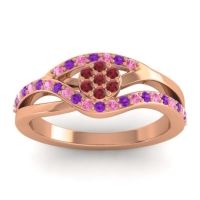 Ruby Fashion Ring In 14K Rose Gold With Pink Tourmaline And Amethyst – Zami Simple Ring